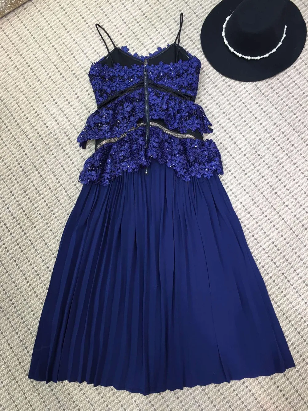 WishBop 2016 модельное роскошное Новое Модное темно-синее Кружевное платье миди с