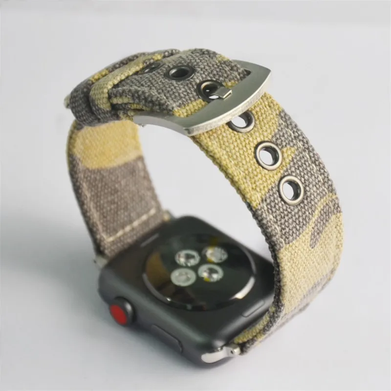 Повседневный джинсовый ремешок для Apple Watch Band Series 6/SE/5/4/3/2 Камуфляжный холщовый