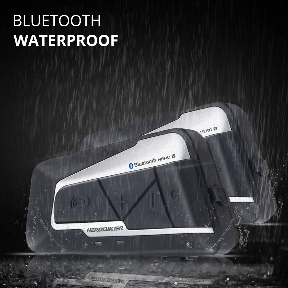 Bluetooth гарнитура HEROBIKER мотоциклетная водонепроницаемая 2 комплекта 1200 м FM