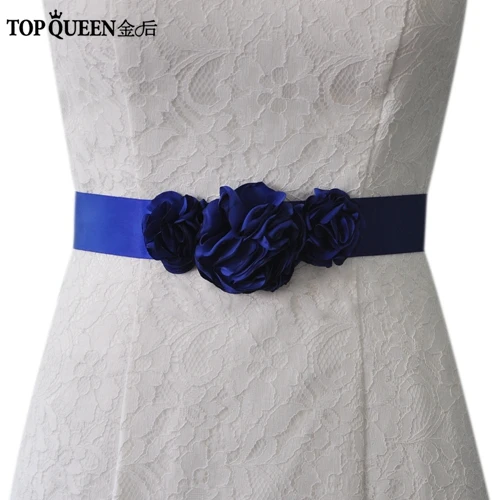 TOPQUEEN S226 женский свадебный пояс, кушак невеста, свадебный цветок пояс к свадебному платью свадебный цветок пояс семь цветов - Цвет: royal blue