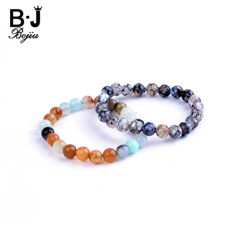 BOJIU шарм браслеты стеклянные бусины смешанных цветов браслет для женщин Простые