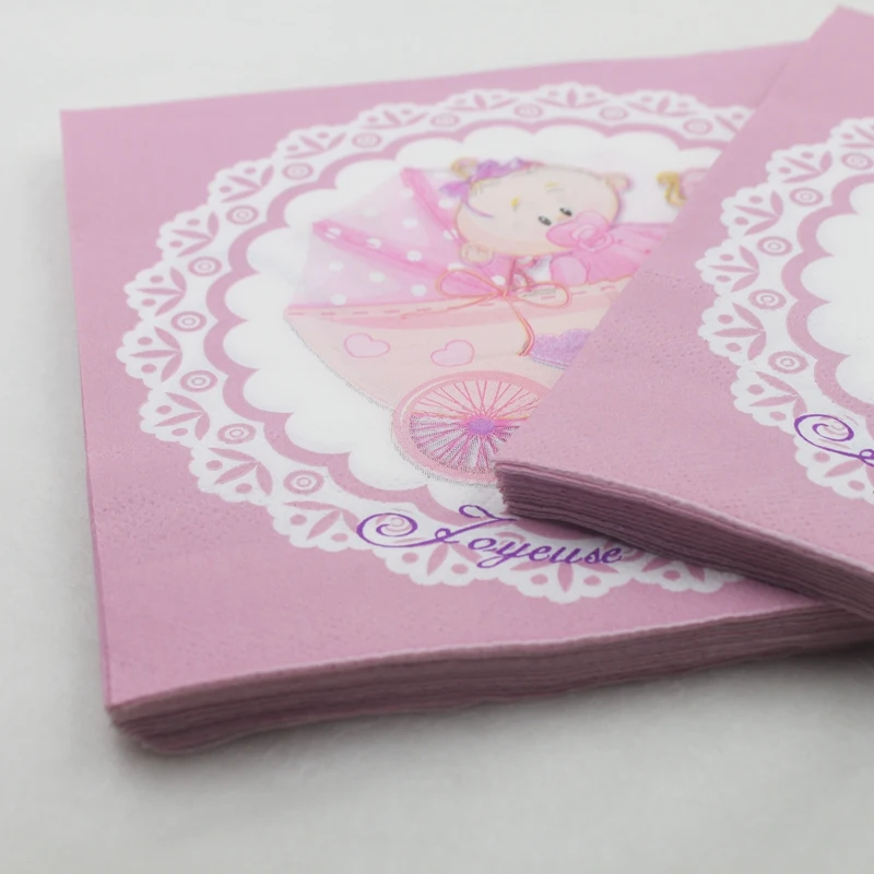 [Rainloong] Baby Shower Бумага салфетка для мальчика и девочки, Пол раскрыть детскую коляску салфетка салфетки 33*33 см 20 шт./упак./лот