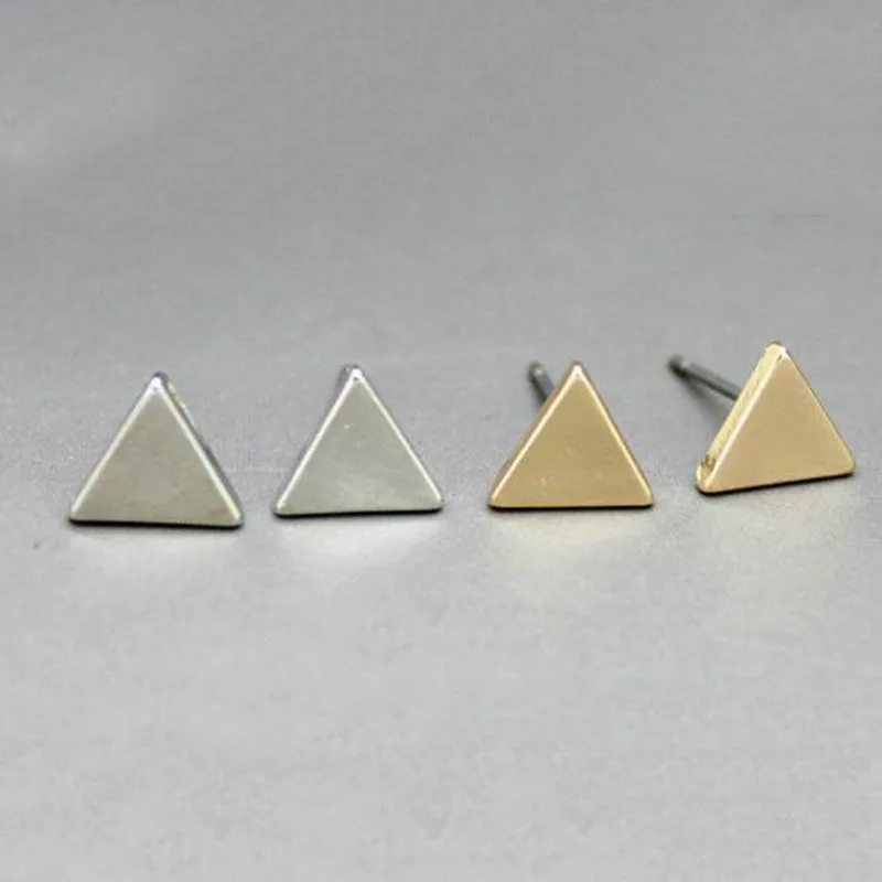 Женские Треугольные Серьги-гвоздики золотистые черные серебристые | Украшения и