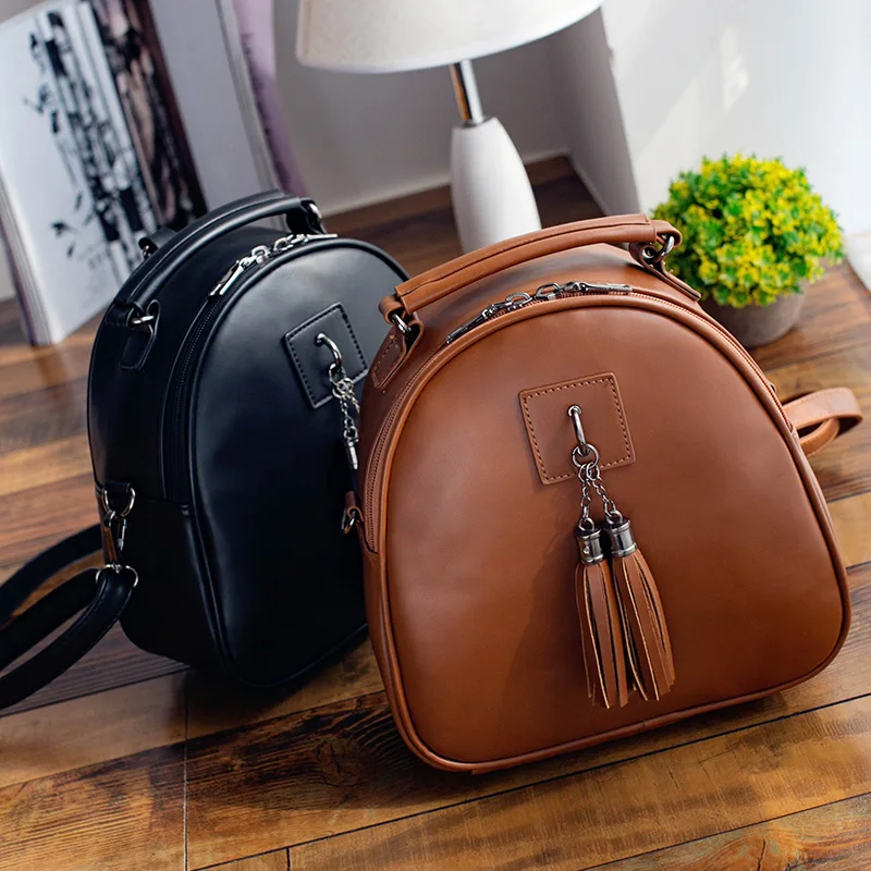 Женский кожаный рюкзак мини с кисточками женский из искусственной кожи рюкзаки