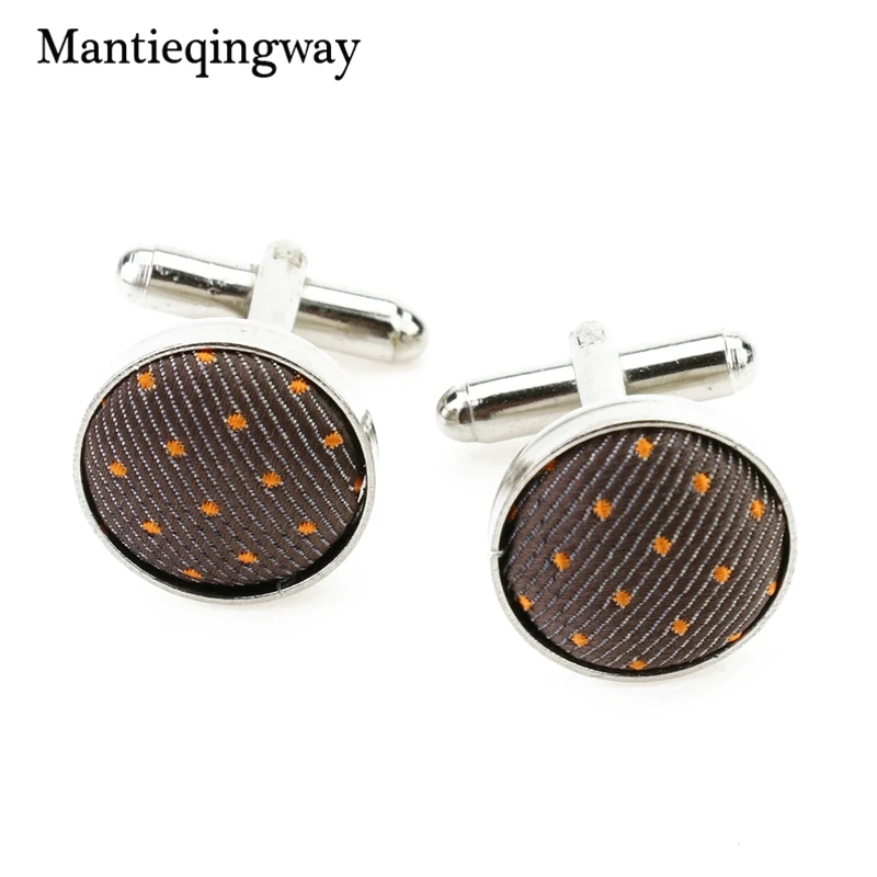 Mantieqingway 2017 Мужской Бизнес Коричневый Горошек 8 5 см Галстук платок Запонки набор
