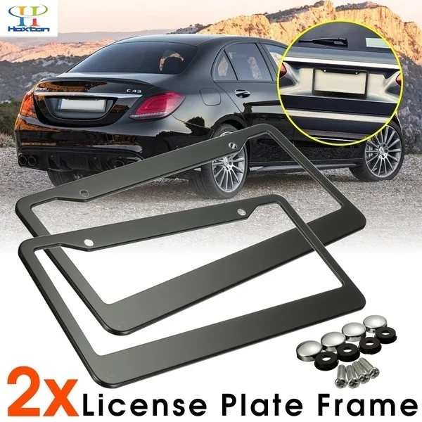 2 шт черные металлические рамки для автомобильного номера из нержавеющей стали с