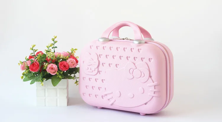 Мультяшная косметичка hello kitty Hellokitty макияж чехол ABS 14 дюймов милый Туризм стильный чемодан багаж Maleta Valise