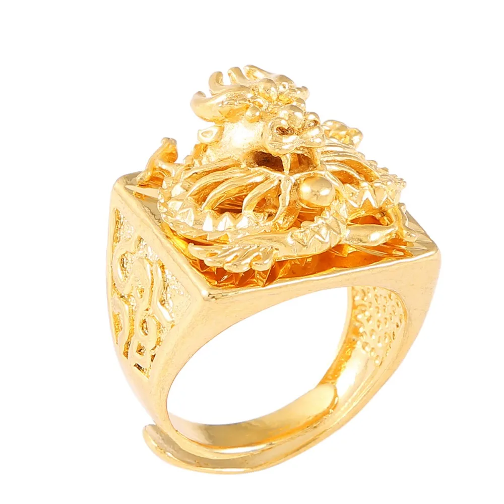 Женские и мужские винтажные золотистые этнические кольца с драконом|ring jewelry|dragon