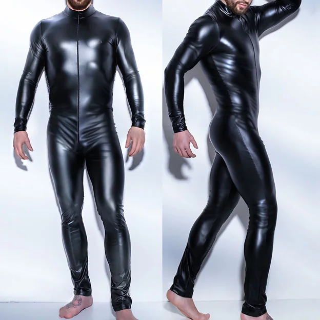 Сексуальное нижнее белье мужской латексный костюм кошки боди из искусственной