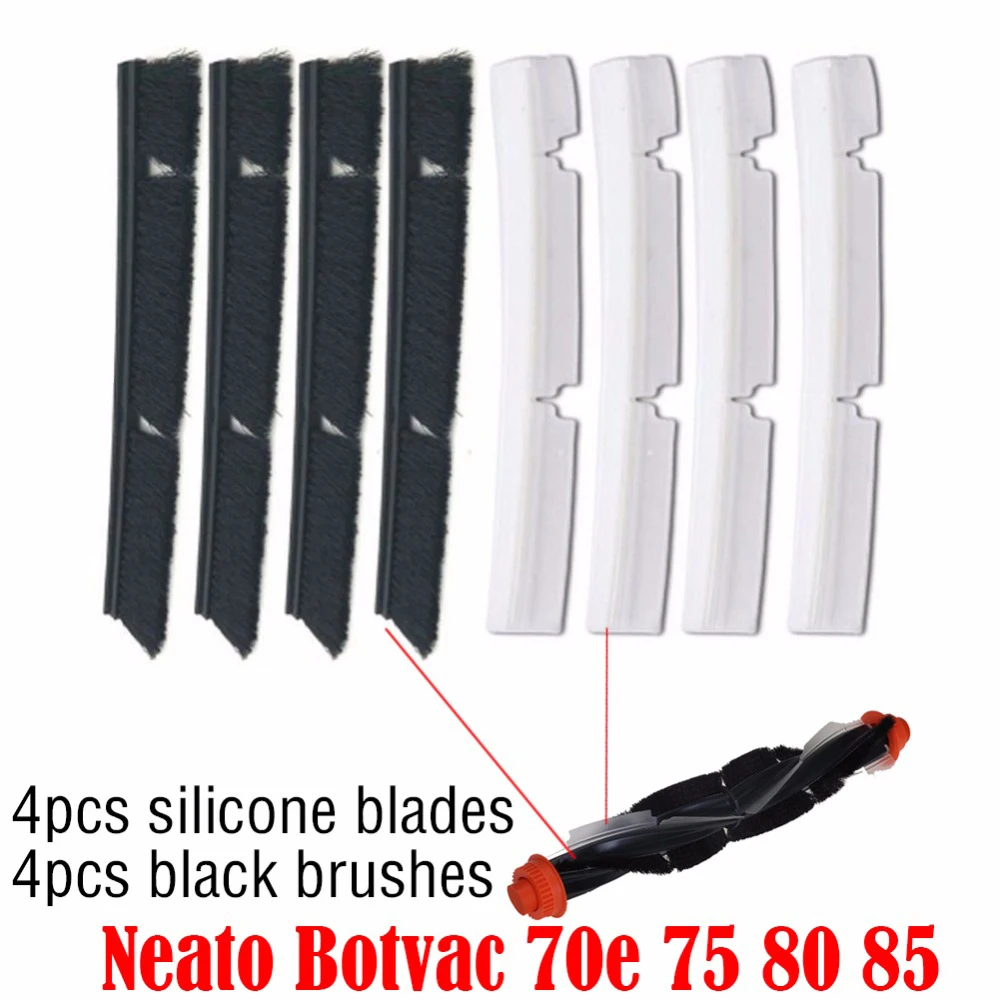 4 силиконовые лопатки + Сменные кисти для Neato Botvac 70e 75 80 85 все D-Series Соединенные
