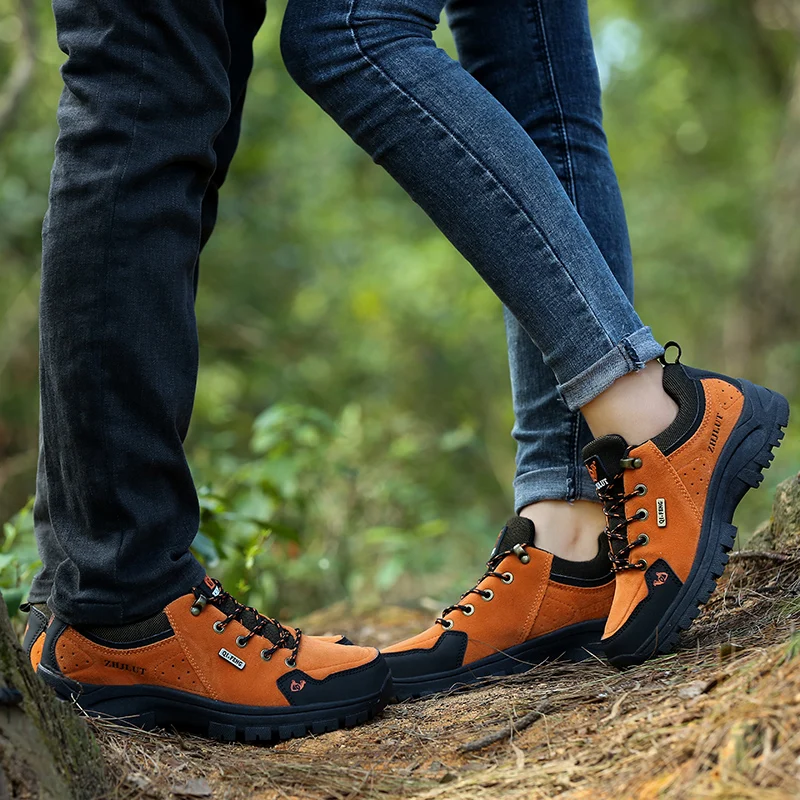 

Fine Zero New Men Women Outdoor Sports Hiking Shoes Leather Anti-skid Shock Breathable Unisex Camping Trekking Hiking Sneakers