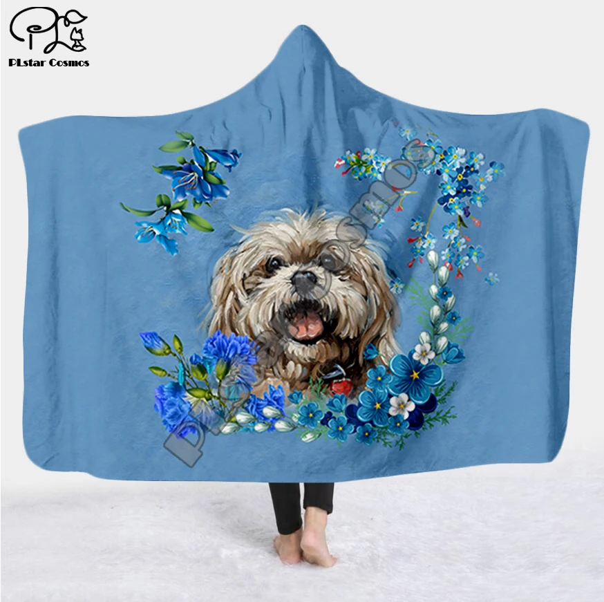 Забавное одеяло Plstar Cosmos для домашних животных собак цветов щенков с капюшоном 3D