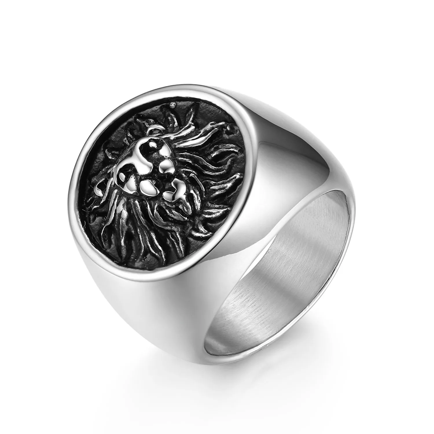 

BONISKISS Men's Punk Stainless Steel Rings Silver Color Hiphop Bike Rings Free Engrave High Quality Jewelry for Man Wholesale