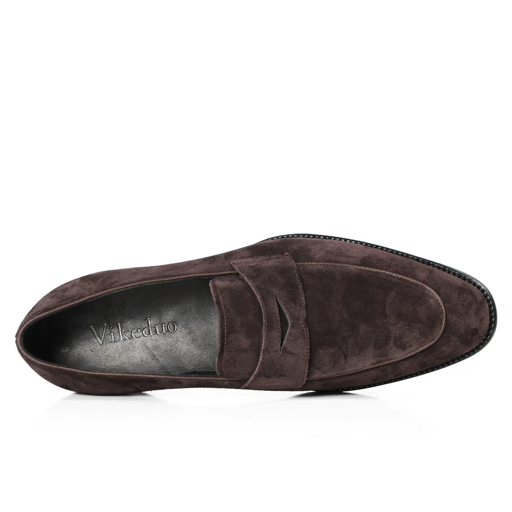 VIKEDUO New Brown Loafers Shoes For Men Handmade Patina Blake Casual Footwear Cow Suede Wedding Zapato Hombre Slip-on Flat | Обувь
