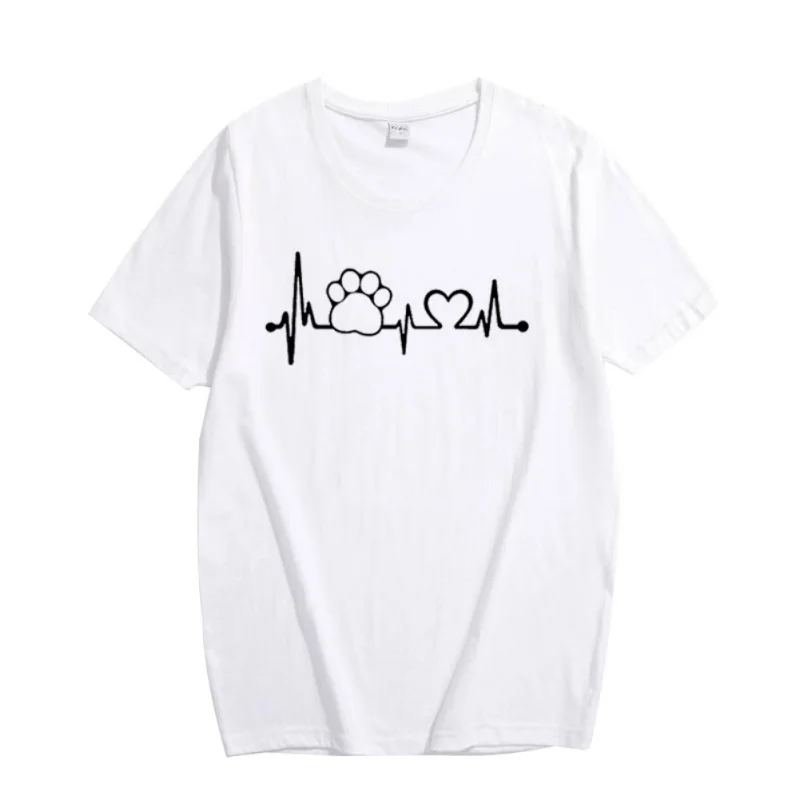 Женская футболка с принтом Heartbeat Love Повседневная большого размера коротким