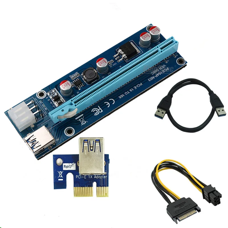 Карта расширения PCI E PCI-E экспресс 1x до 16x USB 3 0 кабель для передачи данных 60 см SATA