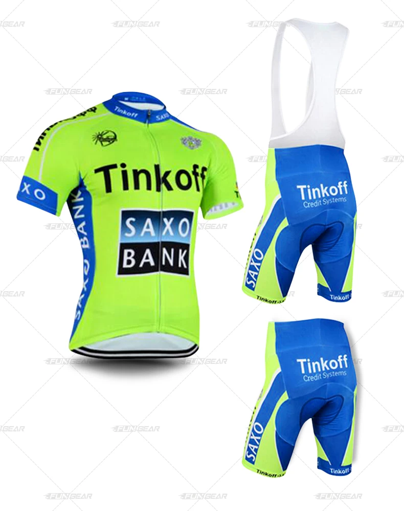 SAXOBANK Tinkoff Pro команда велоспортивная одежда для гонок одежда Мужская Джерси Набор дорожный велосипед одежда флуоресцентный зеленый Ropa Ciclismo Maillot
