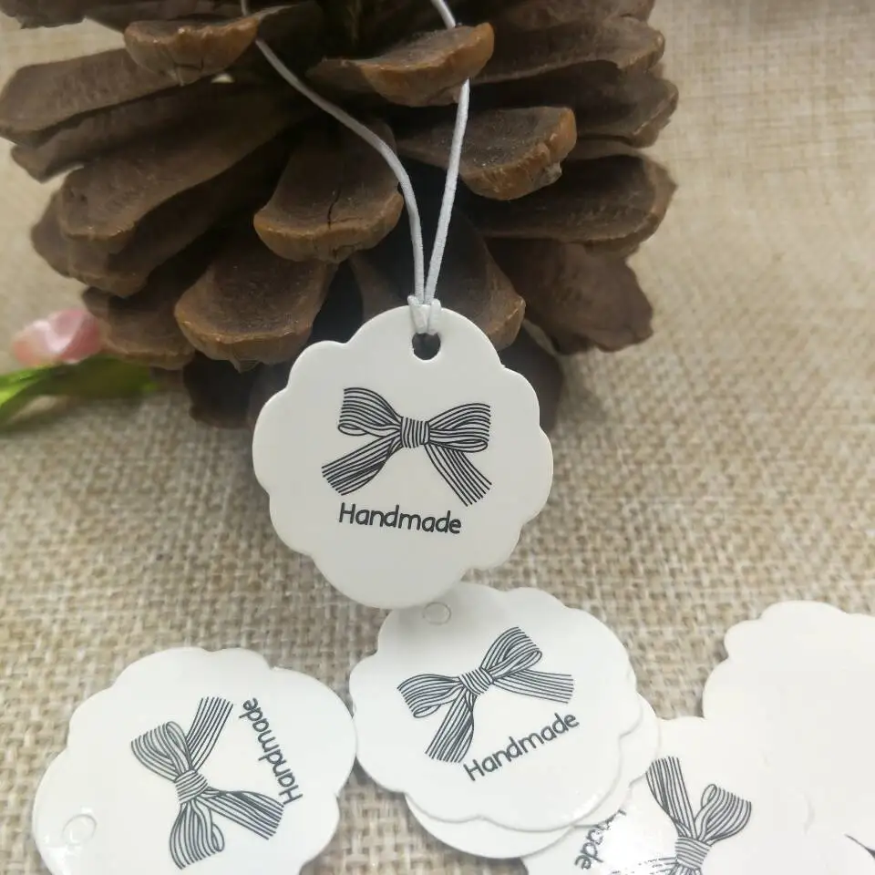 Новый цветок форма ручной работы Подарочная бирка крафт/белая упаковка для