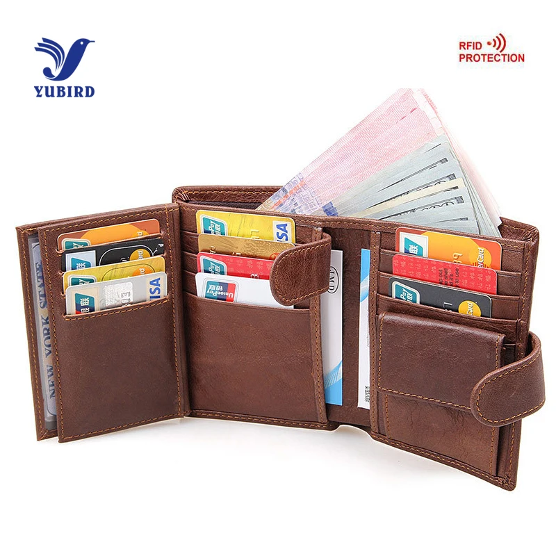 Бумажник Мужчины Натуральная Кожа RFID Короткий Старинные Кошелек мужской Большой