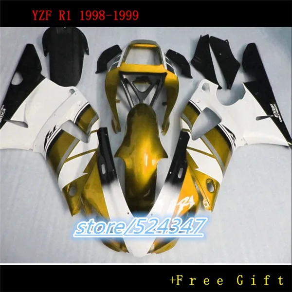 

Hey-Custom free motorcycle race fairings kit for 1998 1999 YZF R1 98 99 YZFR1 YZF1000 white orange fairing kits for Yamaha