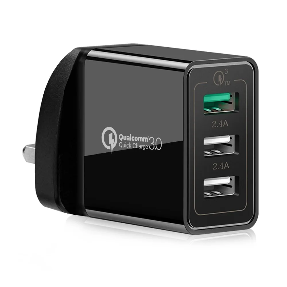 SOONHUA последние 30 Вт 3 порта USB зарядное устройство QC 0 быстрая британская вилка