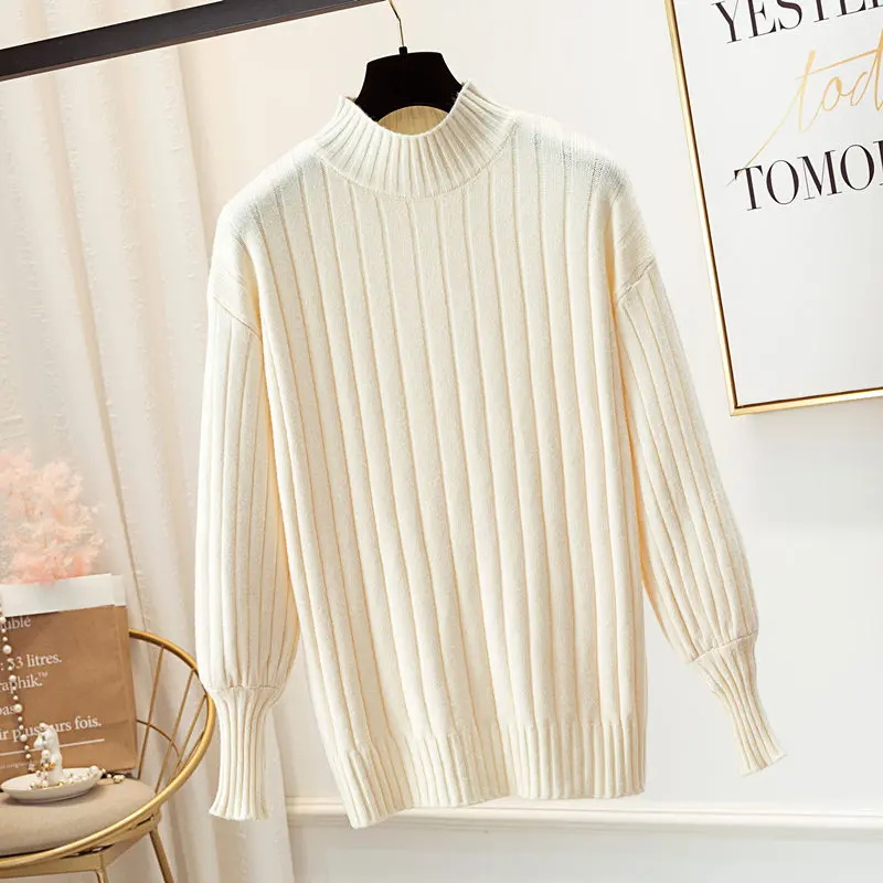 OHRYIYIE Casual Loose Autumn Winter Knit Sweater for Women Long Sleeve Half Turtleneck Knitted Sweaters and Pullovers Jumper | Женская