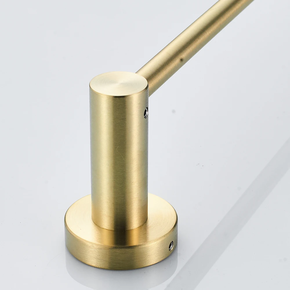 Leyden Bathroom Brushed Gold Towel Bar Single Rod Holder 24 Inch Length Solid Stainless Steel Wall Mounted Round Bottom | Обустройство