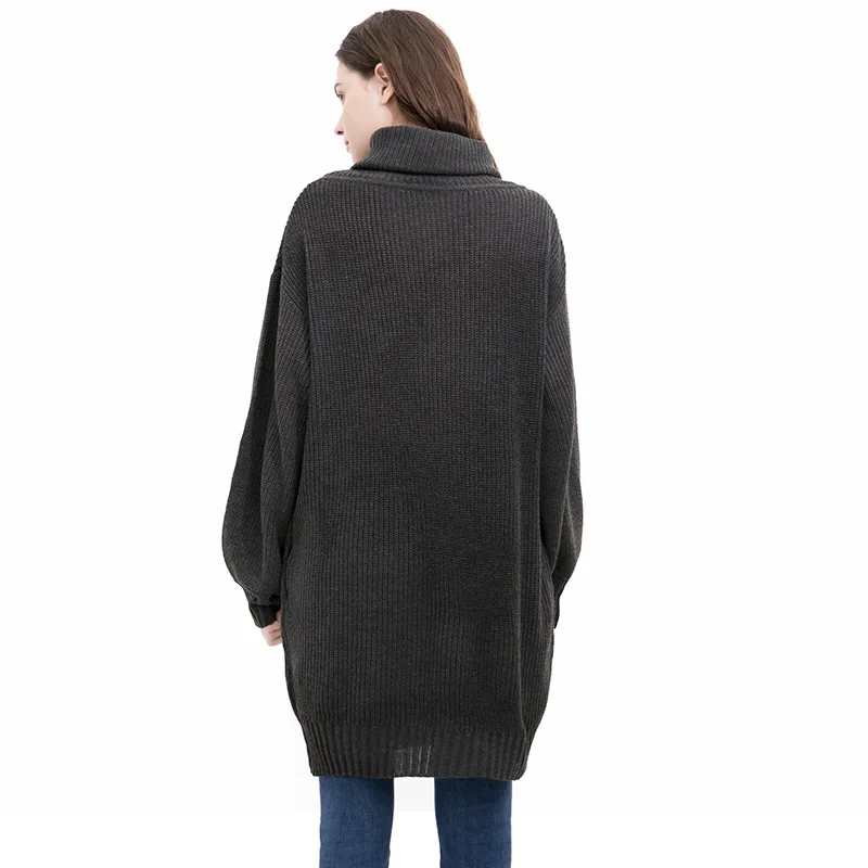 SFFZ Turtleneck Winter Knitted Sweater Women Long sleeve Free Size loose Gray Pullover Female Soft Warm Autumn Casual Jumper | Женская