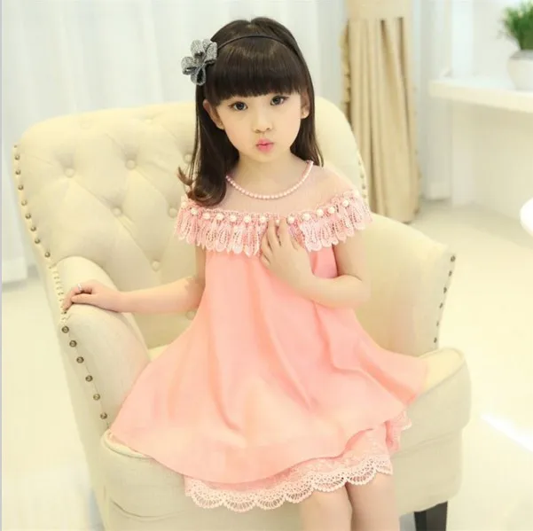 2017 New Summer Costume Girls Princess Dress Children's Evening Clothing Kids Chiffon Lace Dresses Baby Girl Party Pearl | Детская