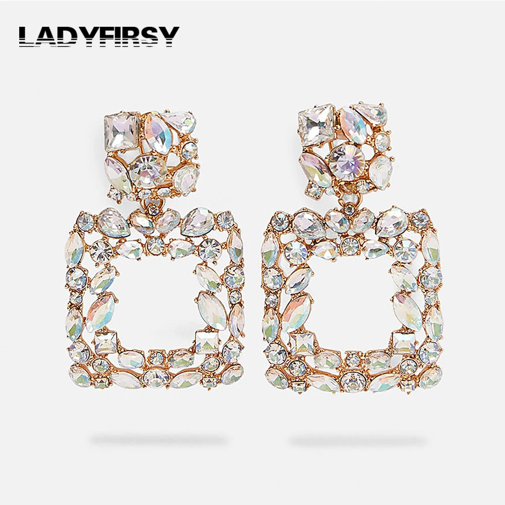 Женские винтажные серьги-капли Ladyfirsy ZA Разноцветные квадратные серьги с