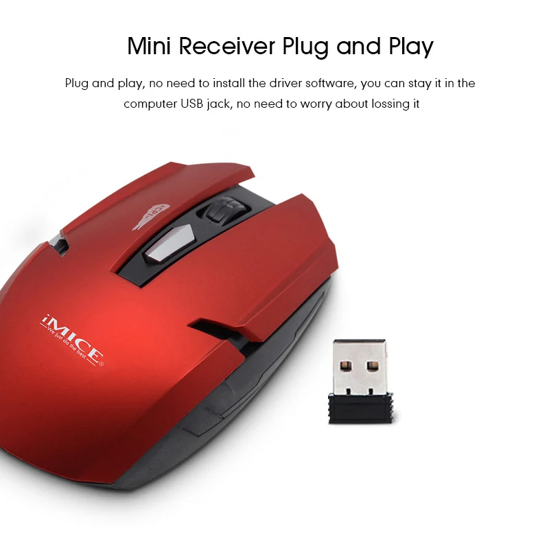Imice 1600 dpi USB оптическая беспроводная мышь компьютерная Тихая Бесшумная 2 4G