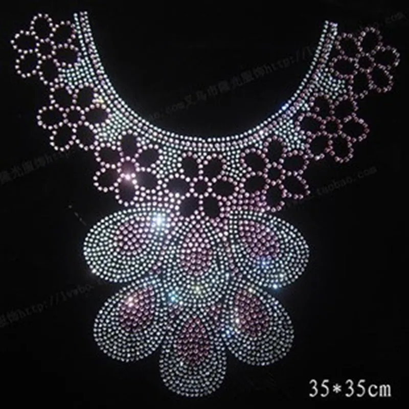 1 шт. Железный на горячей фиксации узор из страз воротник наклейки для аппликаций