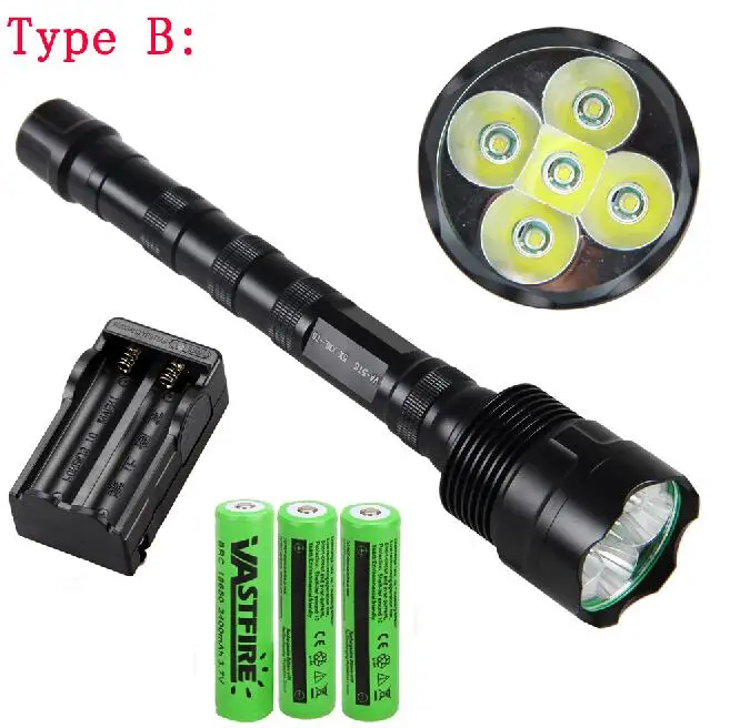 Package B Vastfire 10000лм тактический охотничий светильник 5* XM-L T6 светодиодный пистолет Linterna 5 режимов вспышка светильник+ 3*18650 перезаряжаемый аккумулятор+ зарядное устройство - Цвет: Package B