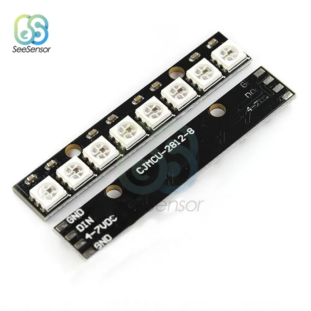 

8 Channel WS2812 RGB Strip Driver Board Black 8 LED 5050 Light Built in Full Color Driven Development Board Module for Arduino