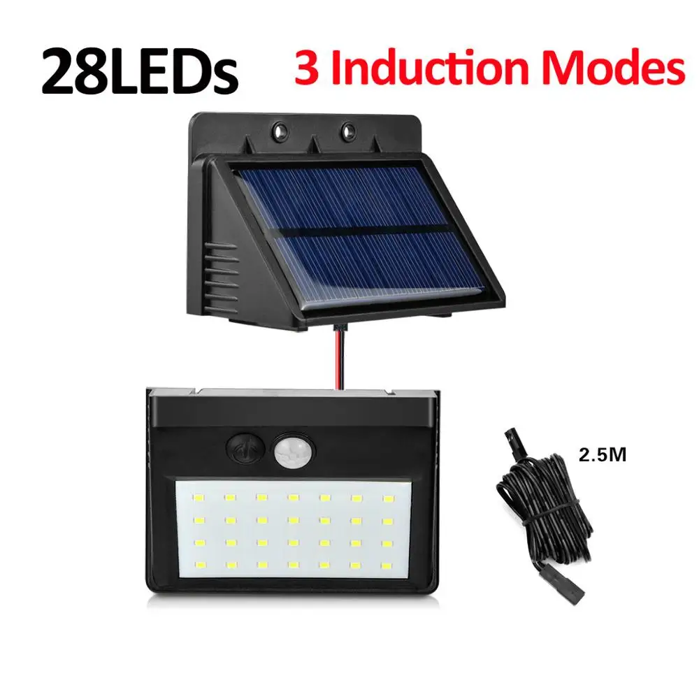 28LEDS 3Modes Наружные настенные лампы на солнечной батарее, садовый светильник, PIR датчик движения, светодиодный, водонепроницаемый, IP65 focos solares, светодиодный, para, наружный, Envio Gratis luces - Испускаемый цвет: 28LEDS 3Modes