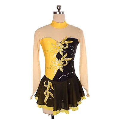 black yellow Nasinaya платье для фигурного катания Индивидуальные соревнования ледяные юбки для конькобежцев для девочек женщин дети гимнастика представление горячая распродажа - Цвет: black yellow