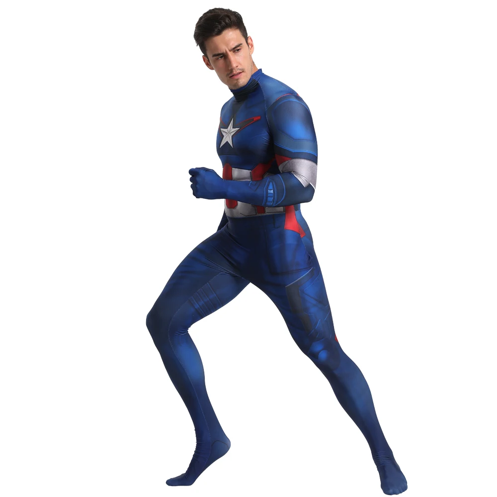 Маскарадный костюм Капитана Америки из фильма «Marvel» с 3D цифровой печатью, сиамские колготки, костюм на Хэллоуин для взрослых и детей