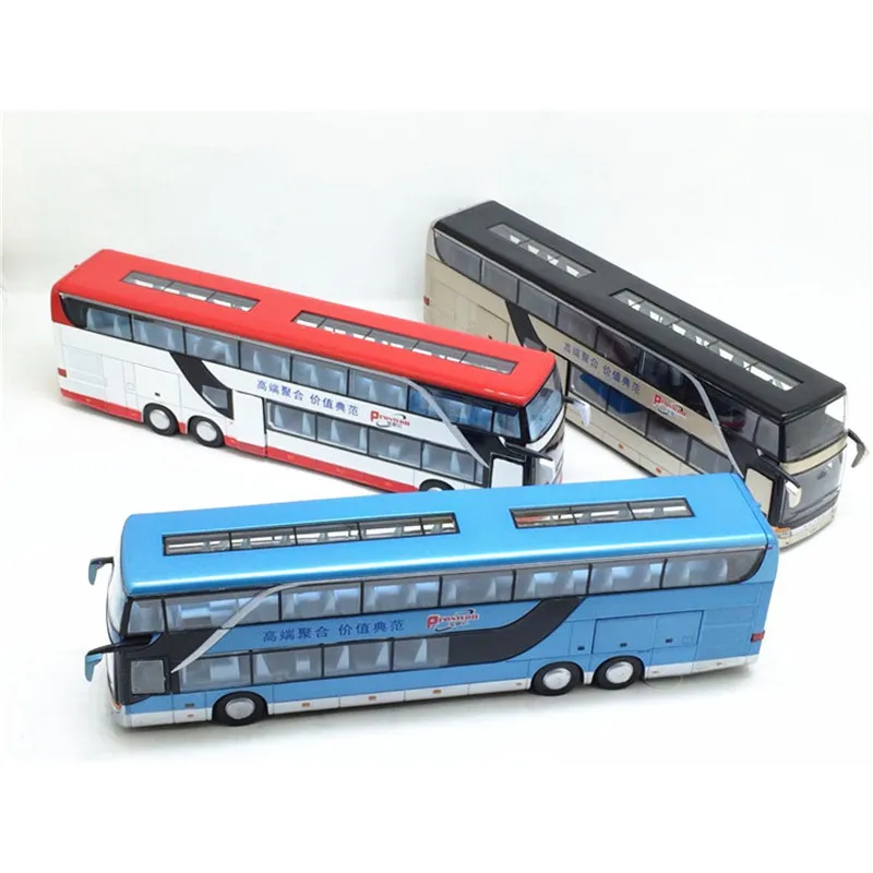 Sale High quality 1:32 alloy pull back bus model high simitation Double sightseeing Sound Light toy vehicle kids toys |