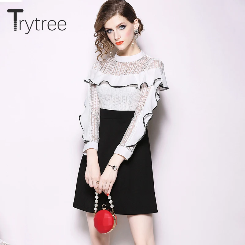 Trytree сезон: весна–лето оборками платье Повседневное полиэстер лоскутное