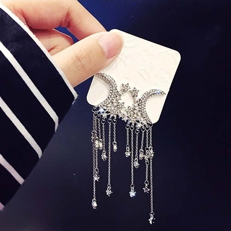 Женские серьги с Луной HEBEHERA длинные Ювелирное Украшение|Серьги-гвоздики| |