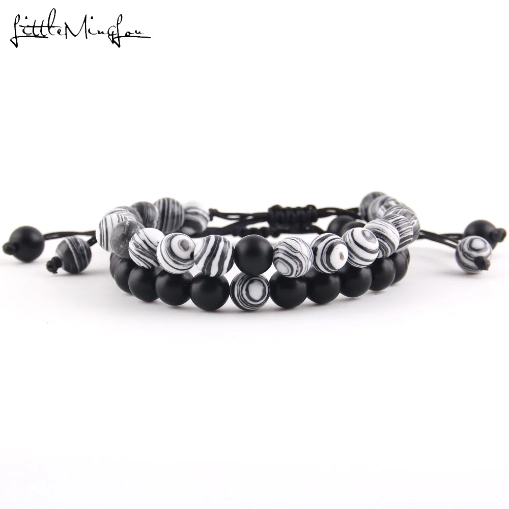 

2pcs/set Bracelet Stack Malachite Tiger Eyes Mix Natural Stone Beads Macrame Bracelet For Mens Jewellery Men Street Style