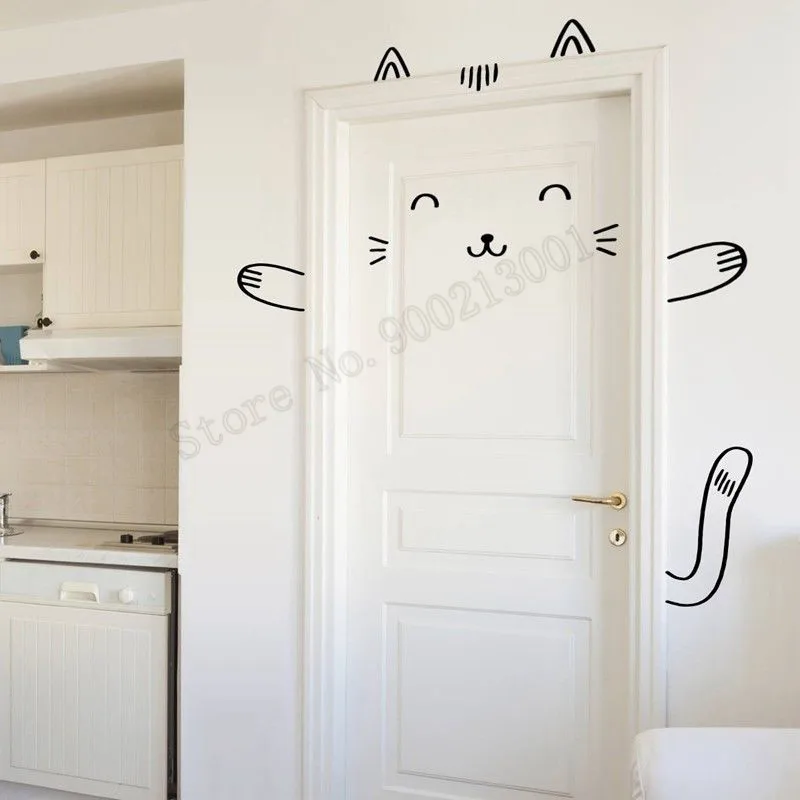 Baby Girl Bedroom Door Wall Sticker Sleepy Bunny Cat Home Decoration Beauty Fashion Vinyl Art Removeable Ornament Decals LY1078 | Дом и сад