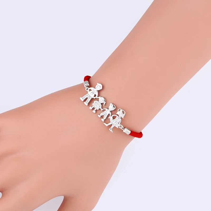 

Lovely Mom & Dad & Boy/Girl Family Charm Bracelet for Women Men Children Lucky Red String Rope Bracelets Jewelry Gift brt-b07