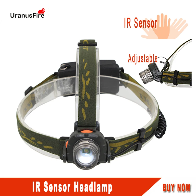 

Uranusfire LED Sensor switch headlamp Super bright T6 3 lighting Modes head light with USB cable for fishing camping Hunting