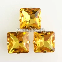 12mm 14mm 20pcs golden yellow gold bottom square shape flatback glass crystal sew on claw rhinestonesdiy lothing accessories