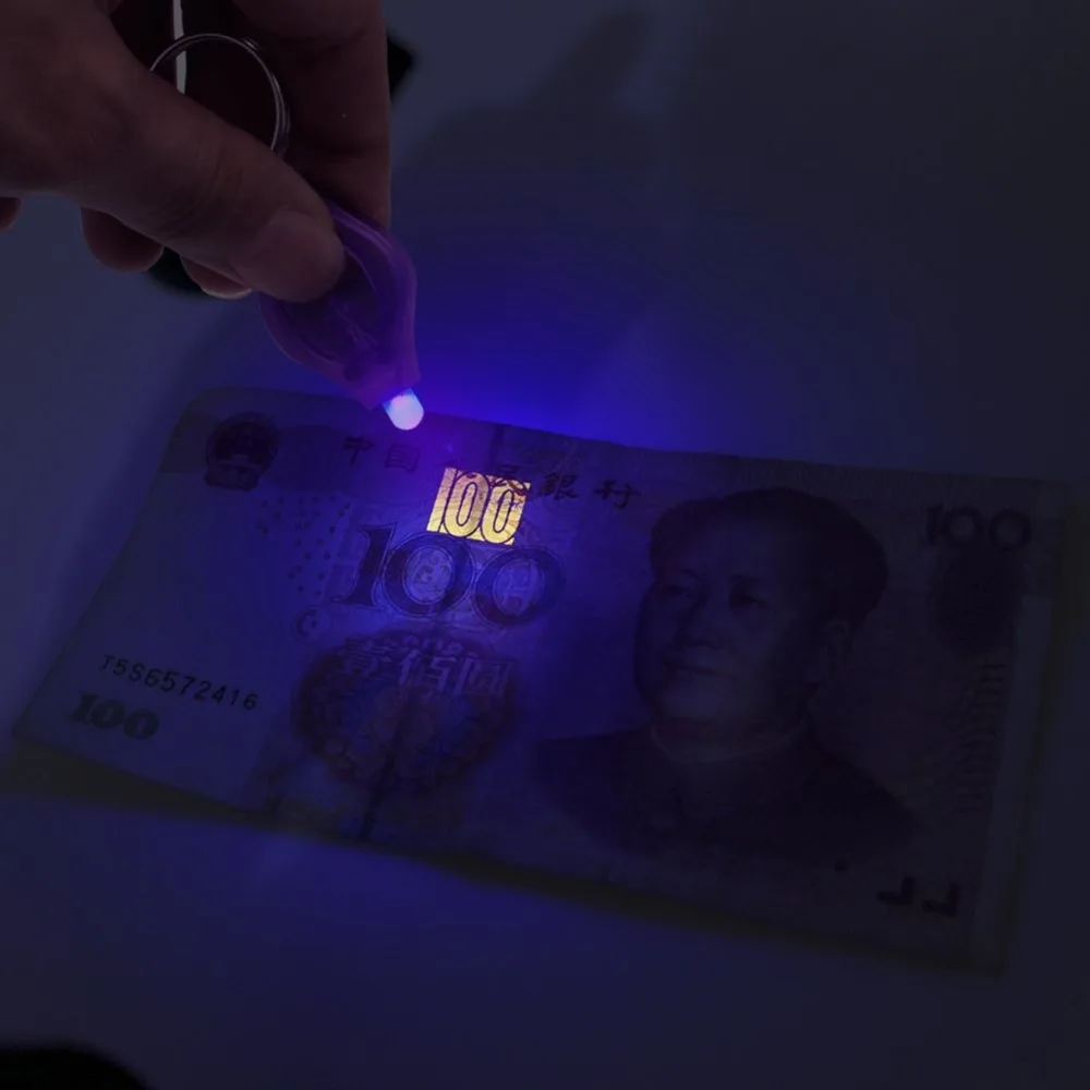 10 упаковок УФ мини брелок светодиодный фонарик фонарь лампа Blacklight черный свет