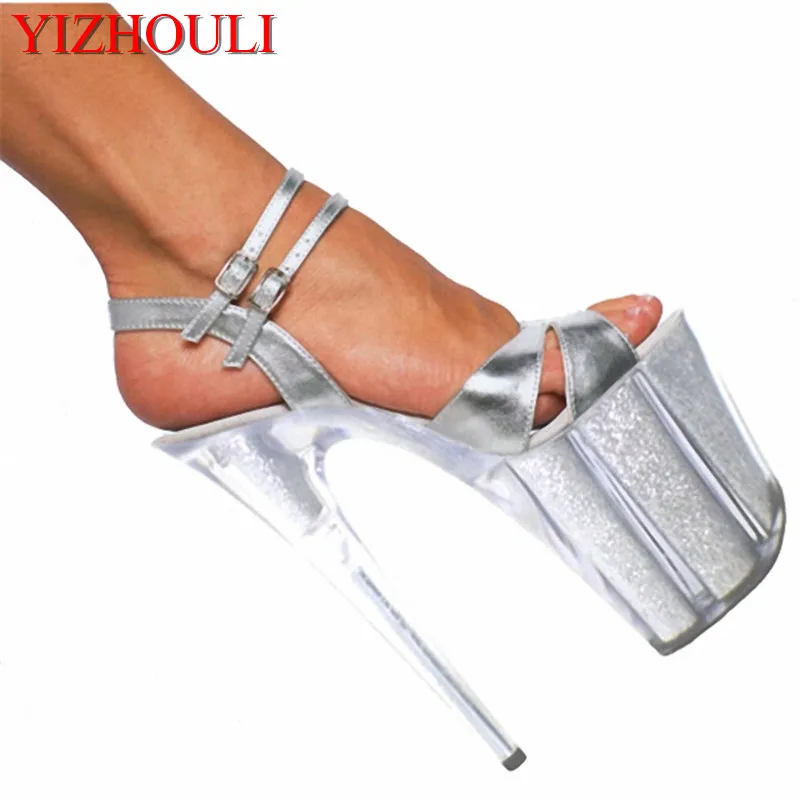 20cm Women's pole dancing and sexy sandals, fish mouth thick bottom waterproof PU women's shoes, star show interest Dance Shoes