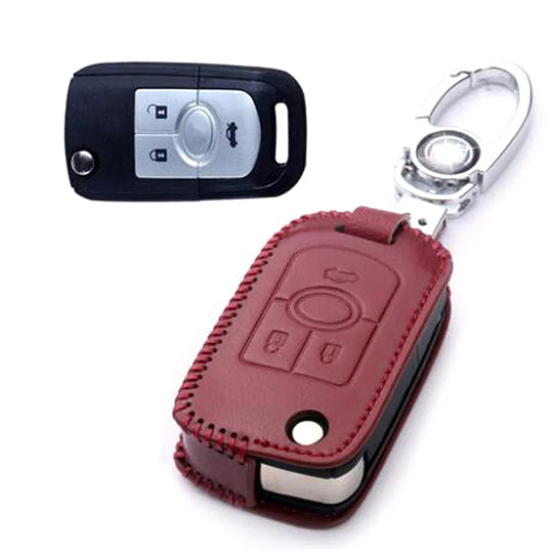 

Genuine PU Leather Remote Key Bag Case Fob Holder Chain For Buick Series H Style