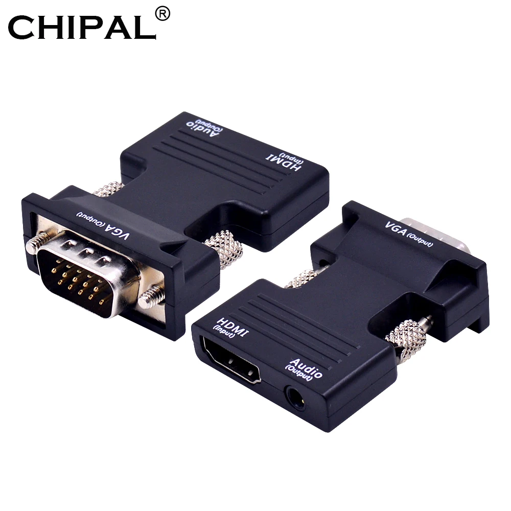 CHIPAL для HDMI в VGA конвертер HDMI2VGA адаптер с аудио кабелем для ПК настольный ноутбук STB до 1080P HDTV монитор проектор