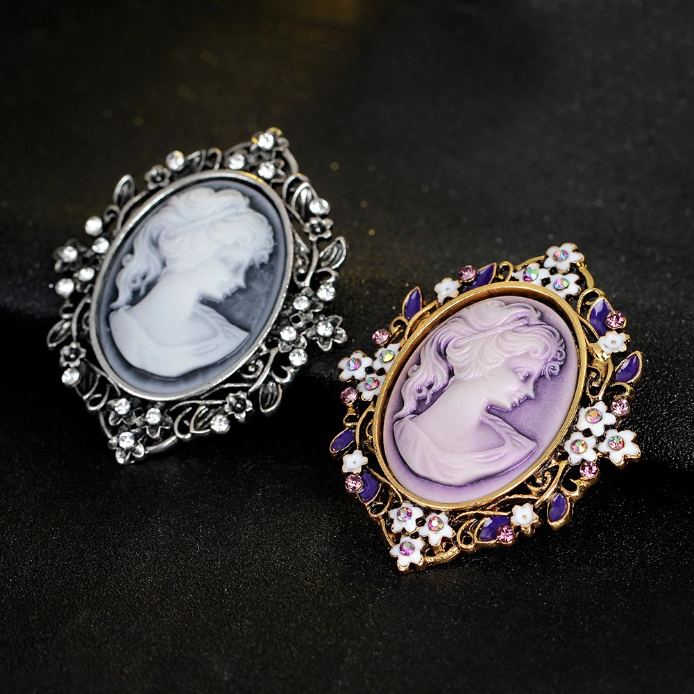 

JUJIE Brand The new vintage Beauty Avatar Brooch For Women Series Alloy Crystal Tassel Brooch Rhinestone Corsage Fashion Jewelry